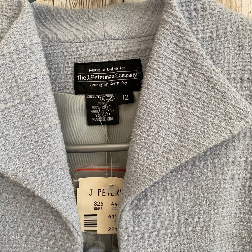 The J Peterman Company Women’s Vintage Light Blue Wool Blend Tweed Blazer - Picture 4 of 5